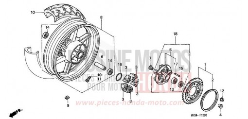 ROUE ARRIERE (1) CB500T de 1996